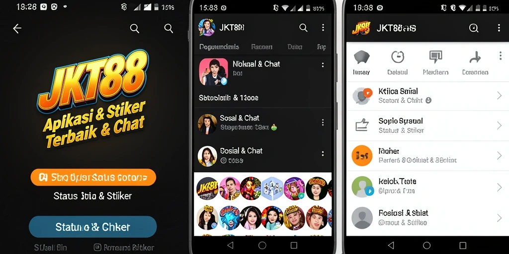 Antarmuka JKT88 dengan berbagai pilihan stiker yang menarik.