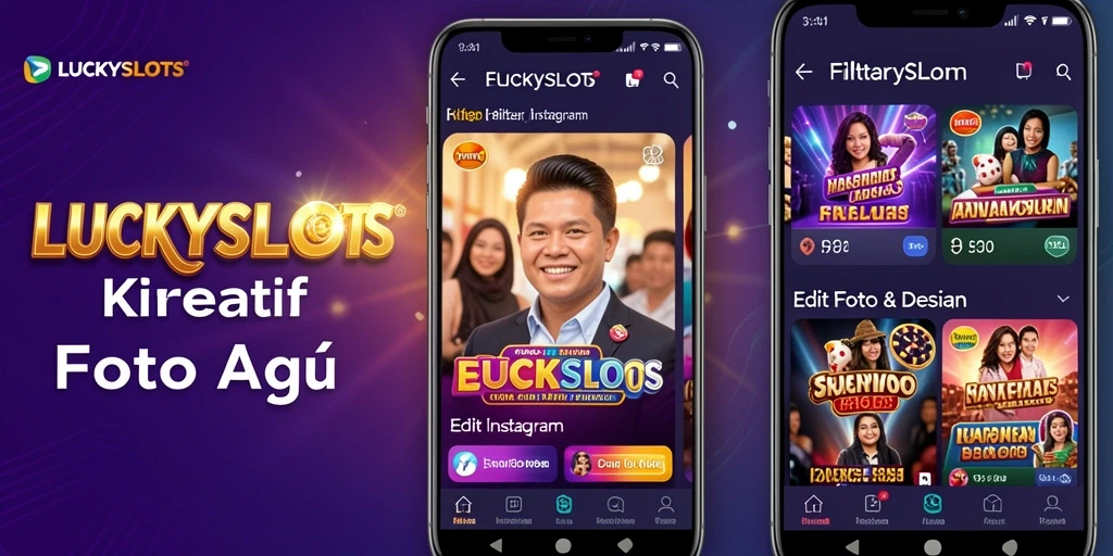 Screenshot LUCKYSLOTS menampilkan antarmuka intuitif dengan berbagai pilihan filter Instagram.