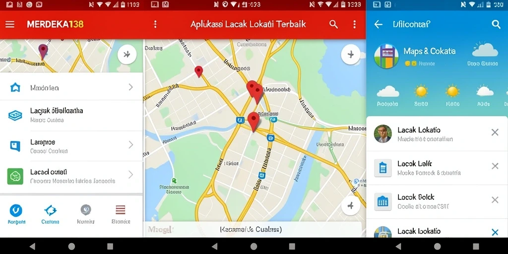 Antarmuka aplikasi MERDEKA138 menampilkan fitur Lacak Lokasi yang intuitif.