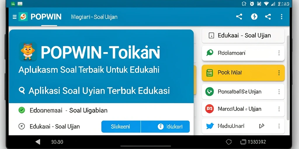 Tampilan antarmuka POPWIN dengan fitur soal ujian yang interaktif.